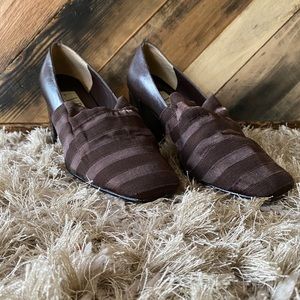 Vittorio Ricci Studio Brown Ruched Leather Heels